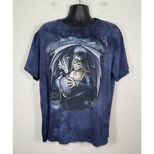 Vtg The Mountain Anne Stokes Dragon T-Shirt Fantasy Art Grunge Witchy Y2K, XL